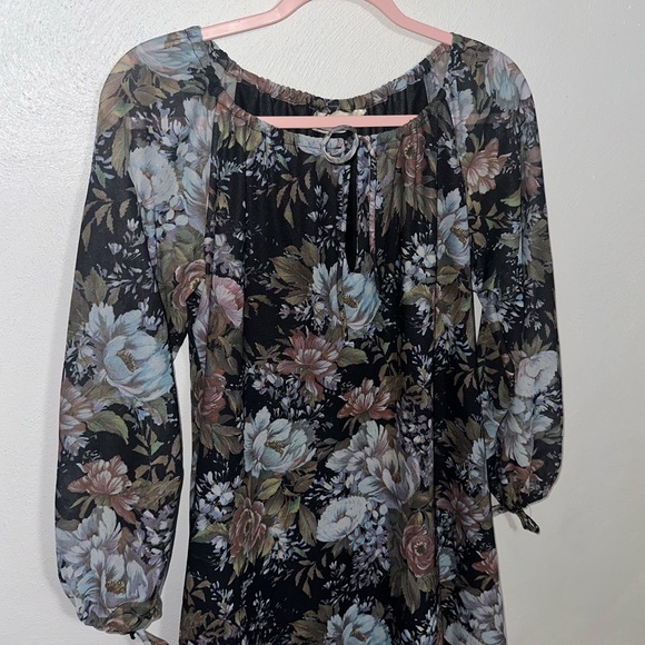 Vtg Floral Print Ruffle Dress - Picture 2 of 10